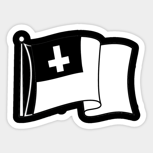 Christian Flag Upside Down Cross Black and White Sticker by In Memorium